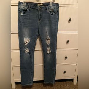 Sz 17 Cello Jeans brand- high rise straight cut, stretch denim, distressed